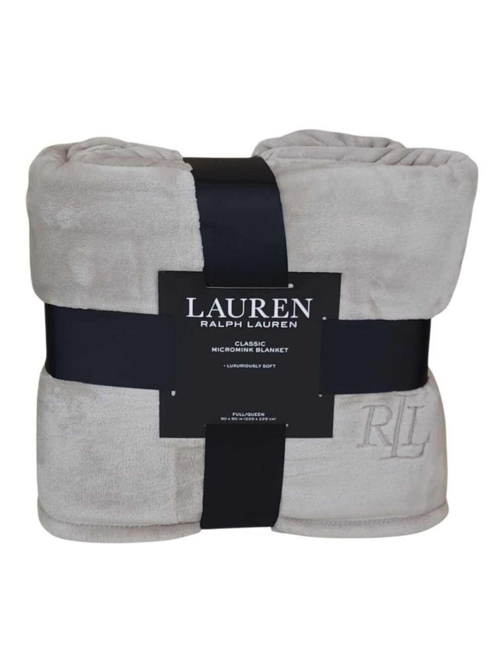 Lauren Ralph Lauren Classic Micromink Blanket Queen Luxuriously Soft Beige 90x90